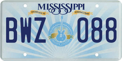 MS license plate BWZ088