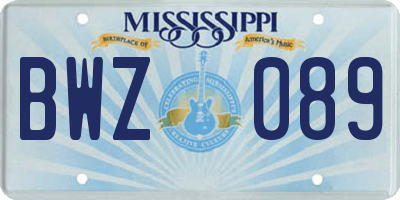 MS license plate BWZ089
