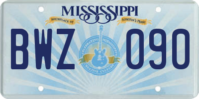 MS license plate BWZ090