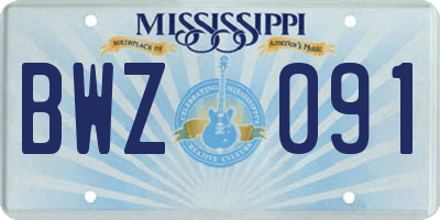 MS license plate BWZ091