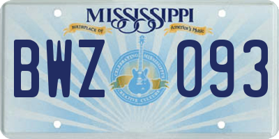MS license plate BWZ093