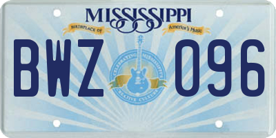 MS license plate BWZ096