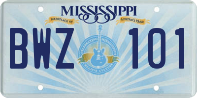 MS license plate BWZ101