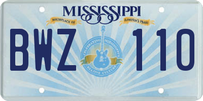 MS license plate BWZ110