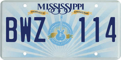MS license plate BWZ114