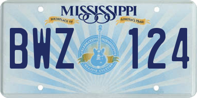 MS license plate BWZ124