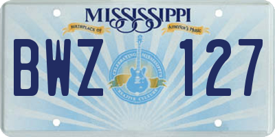 MS license plate BWZ127