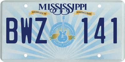 MS license plate BWZ141