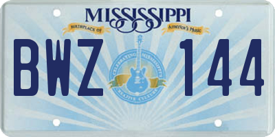 MS license plate BWZ144
