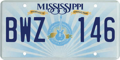 MS license plate BWZ146