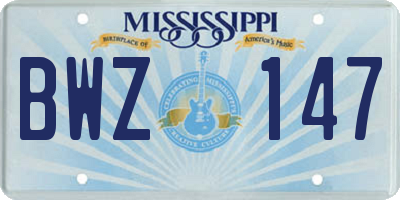 MS license plate BWZ147
