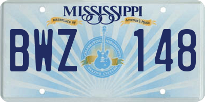 MS license plate BWZ148