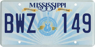MS license plate BWZ149