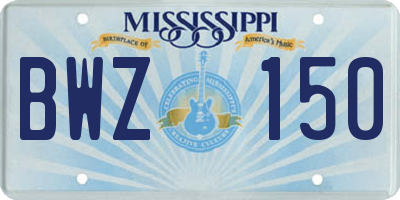 MS license plate BWZ150