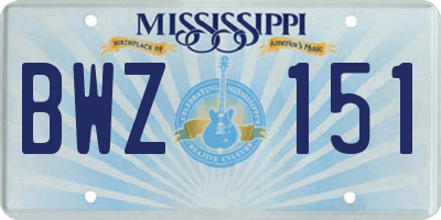MS license plate BWZ151