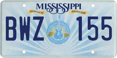 MS license plate BWZ155