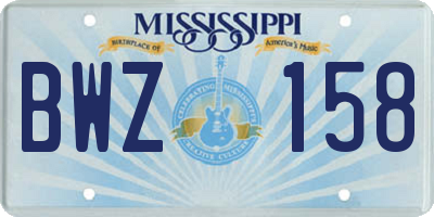 MS license plate BWZ158