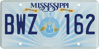 MS license plate BWZ162