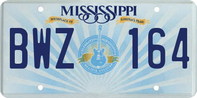 MS license plate BWZ164