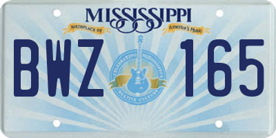 MS license plate BWZ165