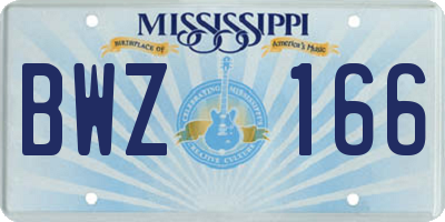 MS license plate BWZ166