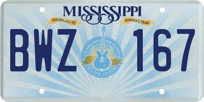 MS license plate BWZ167