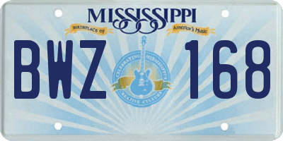 MS license plate BWZ168