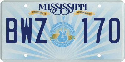 MS license plate BWZ170