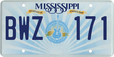 MS license plate BWZ171