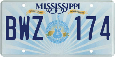 MS license plate BWZ174