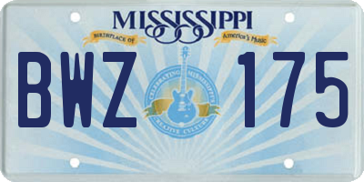 MS license plate BWZ175