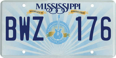 MS license plate BWZ176