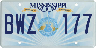 MS license plate BWZ177