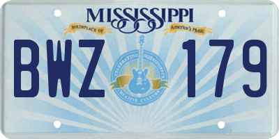 MS license plate BWZ179