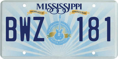 MS license plate BWZ181