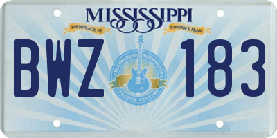 MS license plate BWZ183
