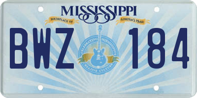 MS license plate BWZ184
