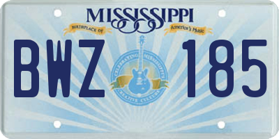 MS license plate BWZ185