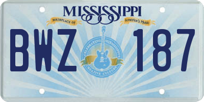 MS license plate BWZ187