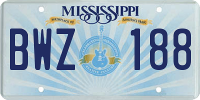 MS license plate BWZ188