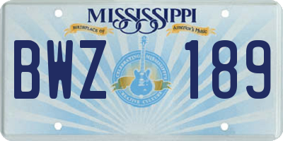 MS license plate BWZ189