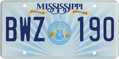MS license plate BWZ190