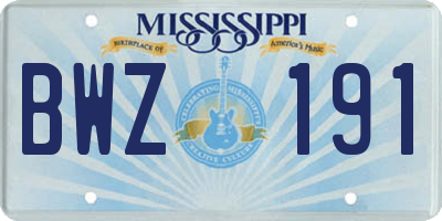 MS license plate BWZ191