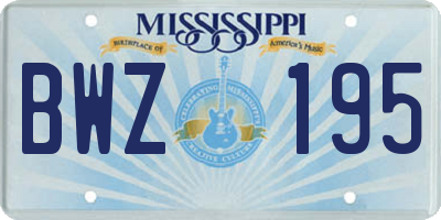 MS license plate BWZ195