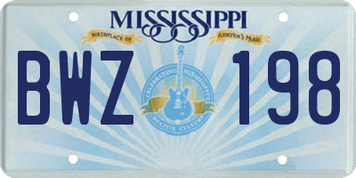 MS license plate BWZ198
