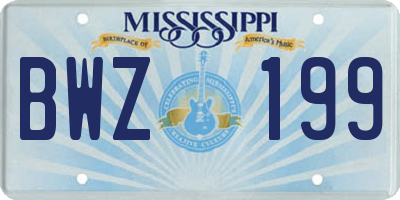 MS license plate BWZ199