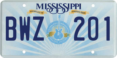 MS license plate BWZ201