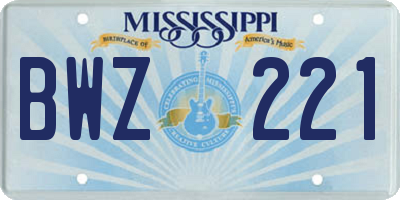 MS license plate BWZ221