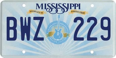 MS license plate BWZ229