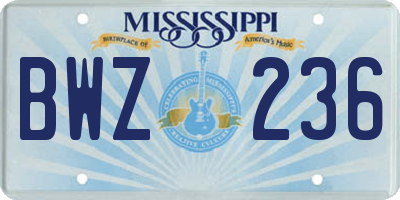 MS license plate BWZ236